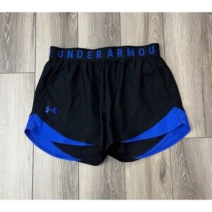 Under Armour Active Shorts Women's Sz S Black Loose Elastic Waist Pockets Logo